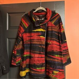 Ali Miles Colorful Women's Jacket/Shawl with leather feel trim